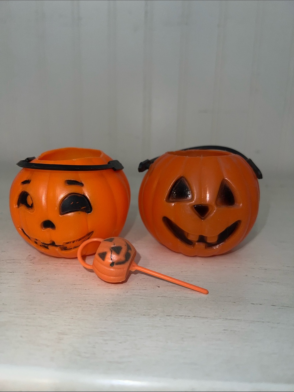 Vintage Blow mold mini Halloween candy pail pumpkin decoration
